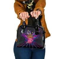 Retro Raccoon Eating Pizza Shoulder Handbag 80s Synthwave Pizza Arcade Neon Gaming Aesthetic