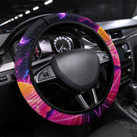 Retro Raccoon Eating Pizza Steering Wheel Cover 80s Synthwave Pizza Arcade Neon Gaming Aesthetic