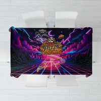 Retro Raccoon Eating Pizza Tablecloth 80s Synthwave Pizza Arcade Neon Gaming Aesthetic