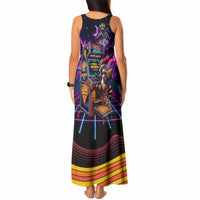 Retro Raccoon Eating Pizza Tank Maxi Dress 80s Synthwave Pizza Arcade Neon Gaming Aesthetic