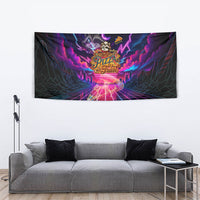 Retro Raccoon Eating Pizza Tapestry 80s Synthwave Pizza Arcade Neon Gaming Aesthetic