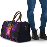Retro Raccoon Eating Pizza Travel Bag 80s Synthwave Pizza Arcade Neon Gaming Aesthetic