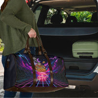 Retro Raccoon Eating Pizza Travel Bag 80s Synthwave Pizza Arcade Neon Gaming Aesthetic