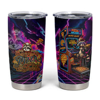 Retro Raccoon Eating Pizza Tumbler Cup 80s Synthwave Pizza Arcade Neon Gaming Aesthetic