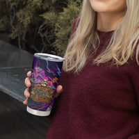 Retro Raccoon Eating Pizza Tumbler Cup 80s Synthwave Pizza Arcade Neon Gaming Aesthetic
