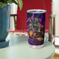 Retro Raccoon Eating Pizza Tumbler Cup 80s Synthwave Pizza Arcade Neon Gaming Aesthetic