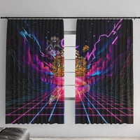 Retro Raccoon Eating Pizza Window Curtain 80s Synthwave Pizza Arcade Neon Gaming Aesthetic