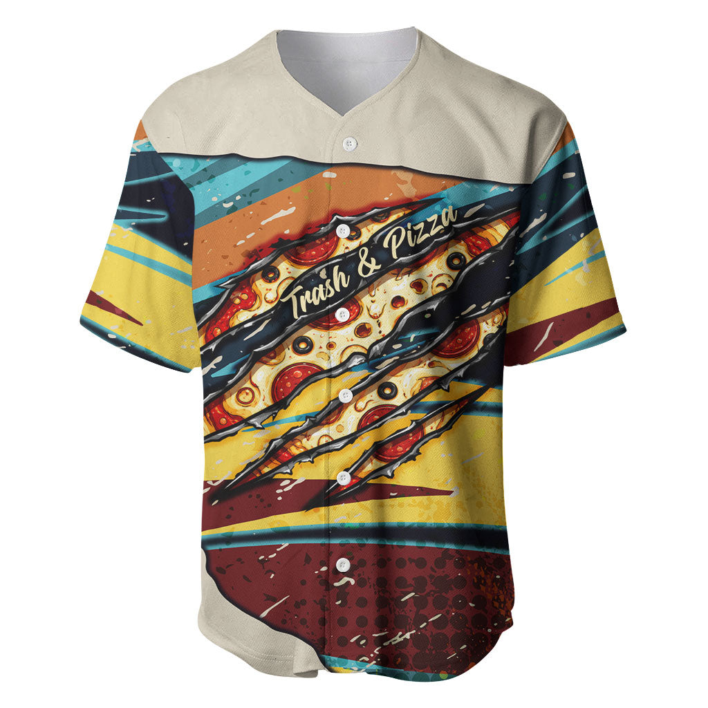 Skateboarding Raccoon Eating Pizza Baseball Jersey Retro Cartoon Skating Claw Rip Grunge Aesthetic