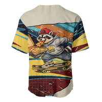 Skateboarding Raccoon Eating Pizza Baseball Jersey Retro Cartoon Skating Claw Rip Grunge Aesthetic