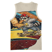 Skateboarding Raccoon Eating Pizza Basketball Jersey Retro Cartoon Skating Claw Rip Grunge Aesthetic