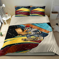 Skateboarding Raccoon Eating Pizza Bedding Set Retro Cartoon Skating Claw Rip Grunge Aesthetic