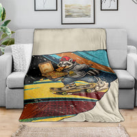 Skateboarding Raccoon Eating Pizza Blanket Retro Cartoon Skating Claw Rip Grunge Aesthetic