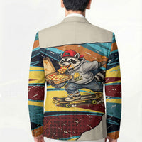 Skateboarding Raccoon Eating Pizza Blazer Retro Cartoon Skating Claw Rip Grunge Aesthetic
