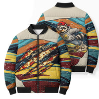 Skateboarding Raccoon Eating Pizza Bomber Puffer Jacket Retro Cartoon Skating Claw Rip Grunge Aesthetic