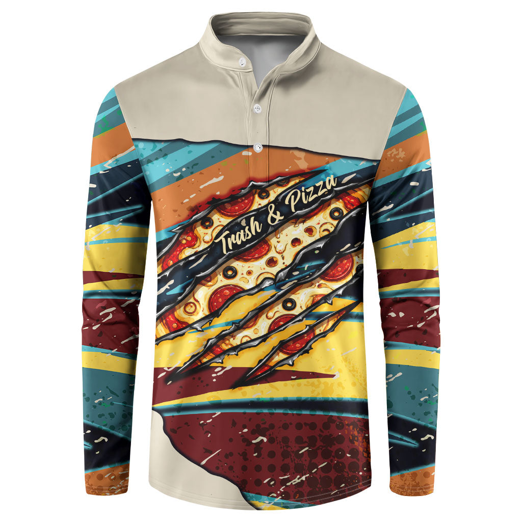 Skateboarding Raccoon Eating Pizza Button Sweatshirt Retro Cartoon Skating Claw Rip Grunge Aesthetic