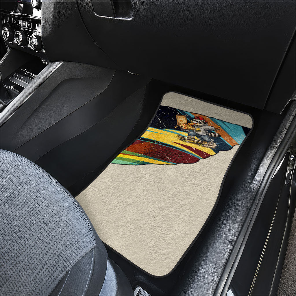Skateboarding Raccoon Eating Pizza Car Mats Retro Cartoon Skating Claw Rip Grunge Aesthetic