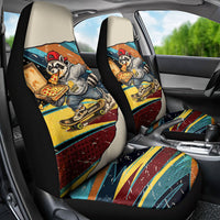 Skateboarding Raccoon Eating Pizza Car Seat Cover Retro Cartoon Skating Claw Rip Grunge Aesthetic