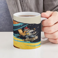Skateboarding Raccoon Eating Pizza Ceramic Mug Retro Cartoon Skating Claw Rip Grunge Aesthetic
