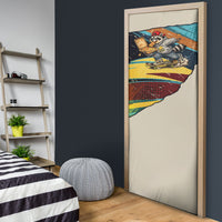 Skateboarding Raccoon Eating Pizza Door Cover Retro Cartoon Skating Claw Rip Grunge Aesthetic