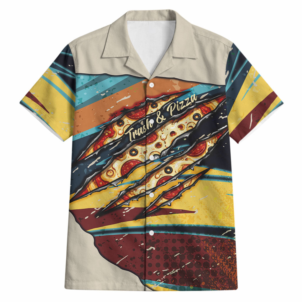 Skateboarding Raccoon Eating Pizza Hawaiian Shirt Retro Cartoon Skating Claw Rip Grunge Aesthetic