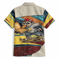 Skateboarding Raccoon Eating Pizza Hawaiian Shirt Retro Cartoon Skating Claw Rip Grunge Aesthetic