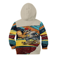 Skateboarding Raccoon Eating Pizza Kid Hoodie Retro Cartoon Skating Claw Rip Grunge Aesthetic