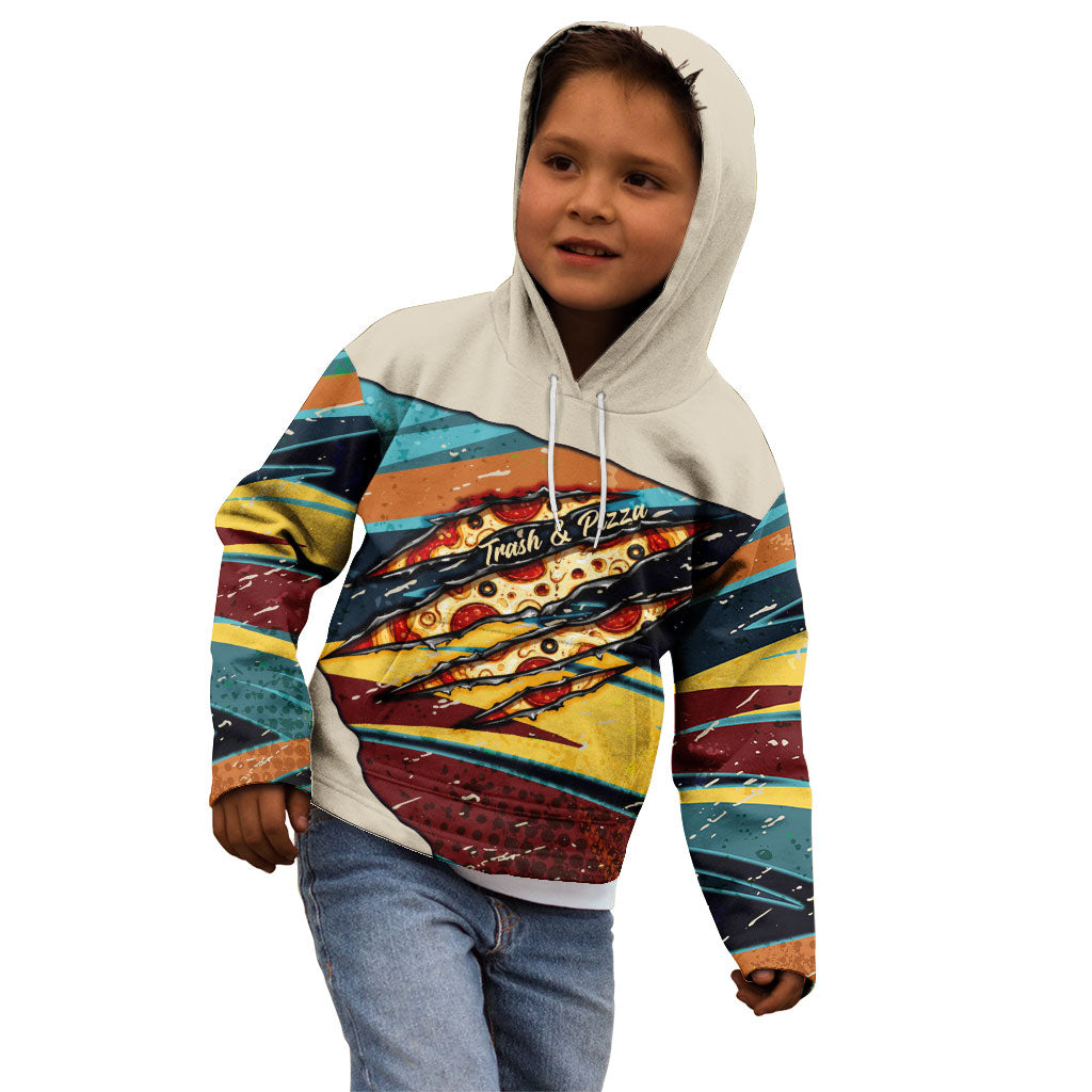 Skateboarding Raccoon Eating Pizza Kid Hoodie Retro Cartoon Skating Claw Rip Grunge Aesthetic