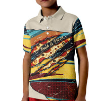 Skateboarding Raccoon Eating Pizza Kid Polo Shirt Retro Cartoon Skating Claw Rip Grunge Aesthetic