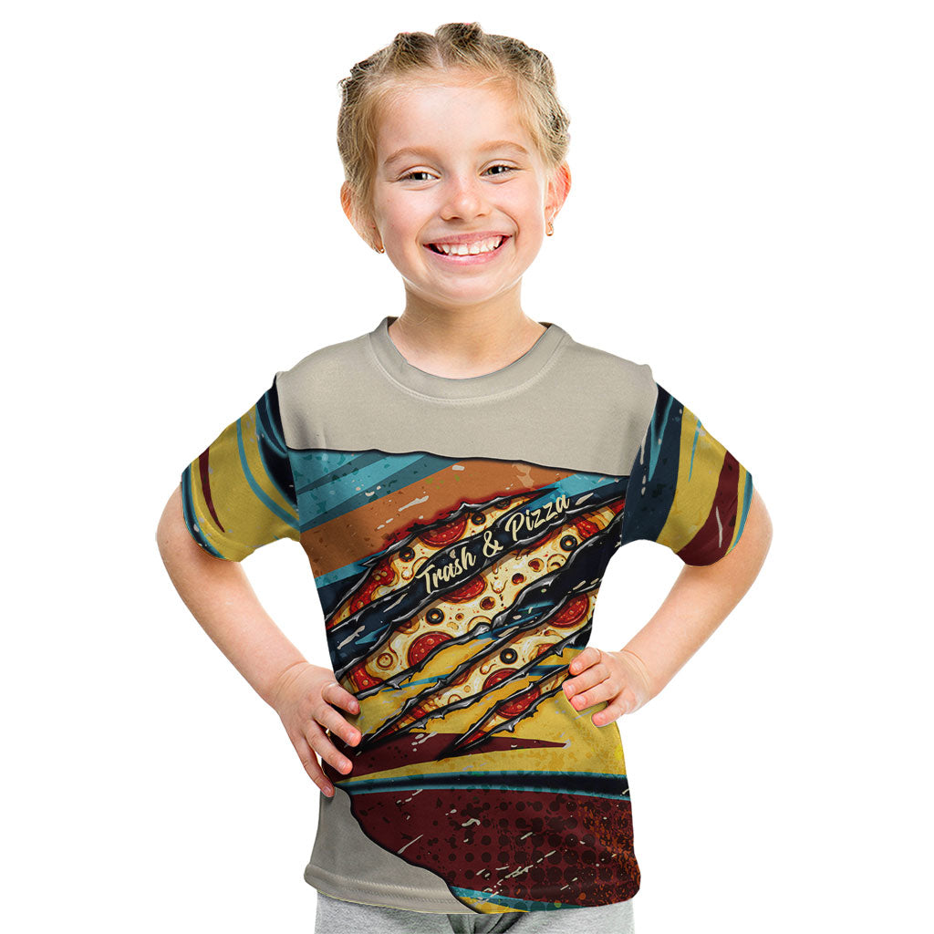 Skateboarding Raccoon Eating Pizza Kid T Shirt Retro Cartoon Skating Claw Rip Grunge Aesthetic