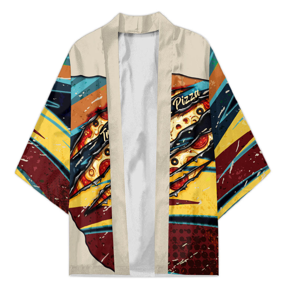 Skateboarding Raccoon Eating Pizza Kimono Retro Cartoon Skating Claw Rip Grunge Aesthetic