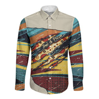 Skateboarding Raccoon Eating Pizza Long Sleeve Button Shirt Retro Cartoon Skating Claw Rip Grunge Aesthetic