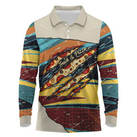 Skateboarding Raccoon Eating Pizza Long Sleeve Polo Shirt Retro Cartoon Skating Claw Rip Grunge Aesthetic