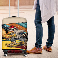 Skateboarding Raccoon Eating Pizza Luggage Cover Retro Cartoon Skating Claw Rip Grunge Aesthetic