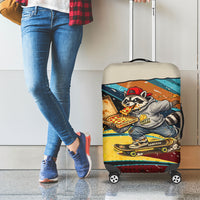 Skateboarding Raccoon Eating Pizza Luggage Cover Retro Cartoon Skating Claw Rip Grunge Aesthetic
