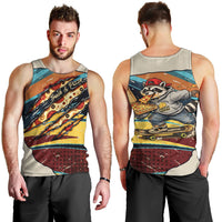 Skateboarding Raccoon Eating Pizza Men Tank Top Retro Cartoon Skating Claw Rip Grunge Aesthetic