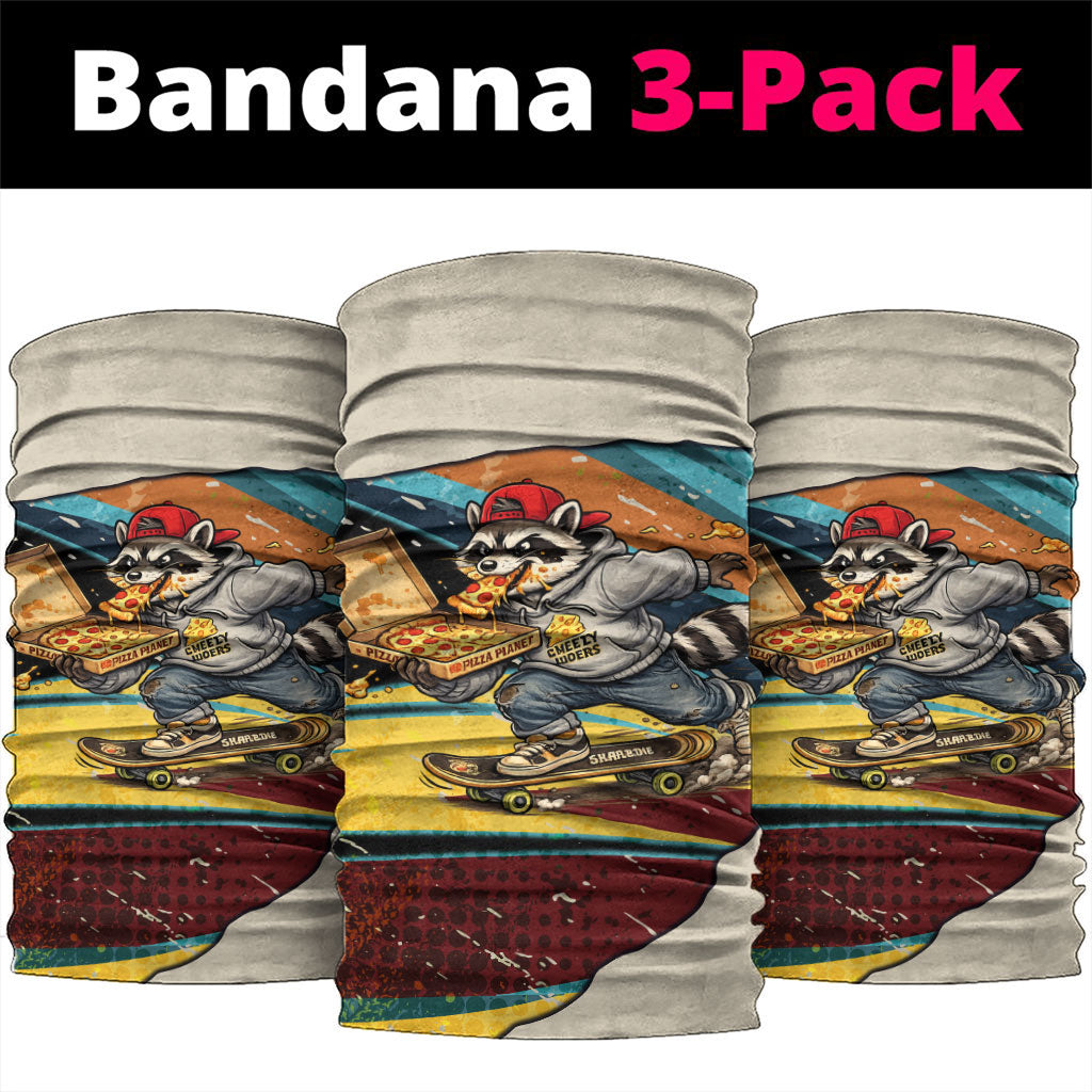 Skateboarding Raccoon Eating Pizza Neck Gaiter Retro Cartoon Skating Claw Rip Grunge Aesthetic