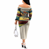 Skateboarding Raccoon Eating Pizza Off The Shoulder Long Sleeve Dress Retro Cartoon Skating Claw Rip Grunge Aesthetic