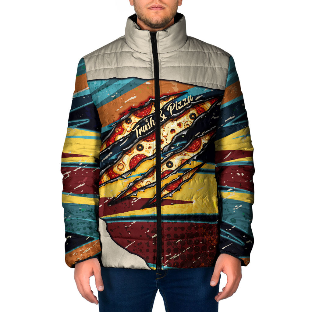 Skateboarding Raccoon Eating Pizza Padded Jacket Retro Cartoon Skating Claw Rip Grunge Aesthetic