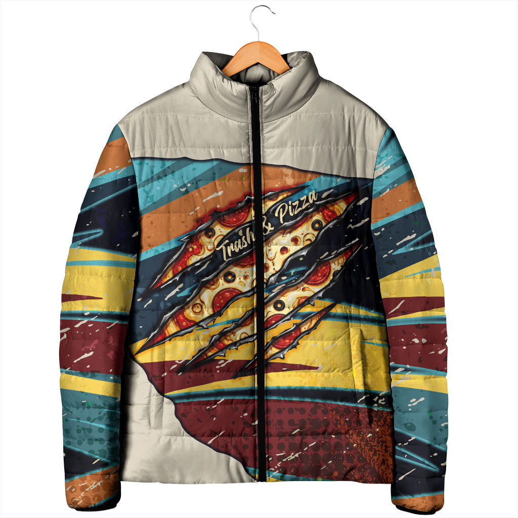 Skateboarding Raccoon Eating Pizza Padded Jacket Retro Cartoon Skating Claw Rip Grunge Aesthetic