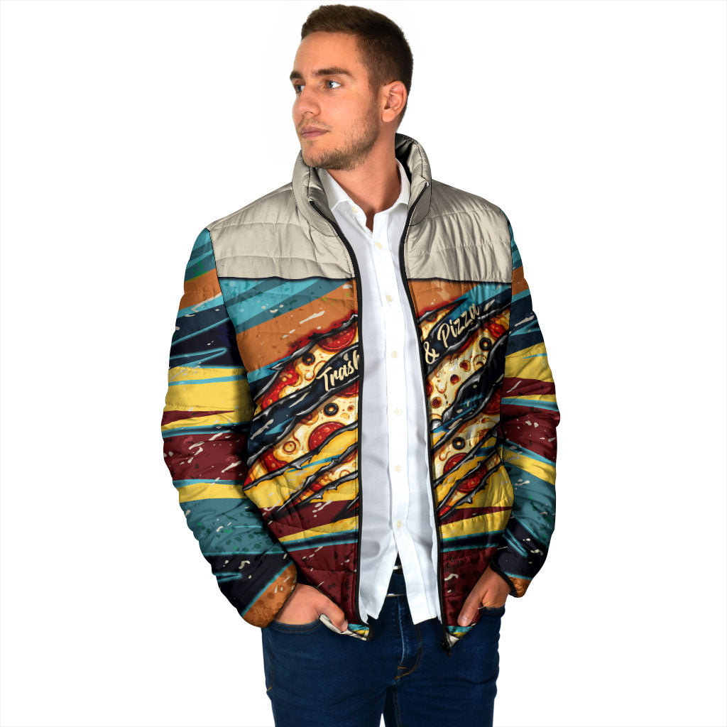 Skateboarding Raccoon Eating Pizza Padded Jacket Retro Cartoon Skating Claw Rip Grunge Aesthetic