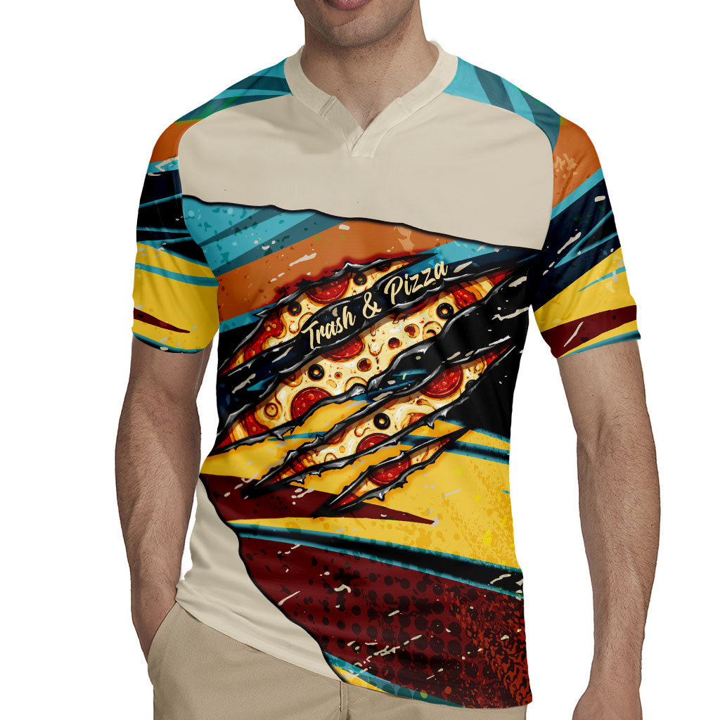 Skateboarding Raccoon Eating Pizza Rugby Jersey Retro Cartoon Skating Claw Rip Grunge Aesthetic