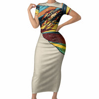 Skateboarding Raccoon Eating Pizza Short Sleeve Bodycon Dress Retro Cartoon Skating Claw Rip Grunge Aesthetic