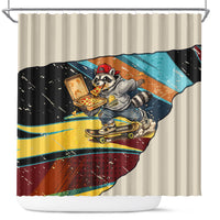Skateboarding Raccoon Eating Pizza Shower Curtain Retro Cartoon Skating Claw Rip Grunge Aesthetic
