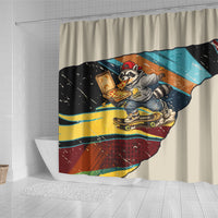 Skateboarding Raccoon Eating Pizza Shower Curtain Retro Cartoon Skating Claw Rip Grunge Aesthetic