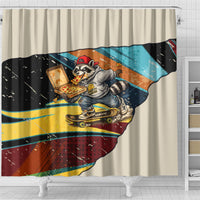 Skateboarding Raccoon Eating Pizza Shower Curtain Retro Cartoon Skating Claw Rip Grunge Aesthetic