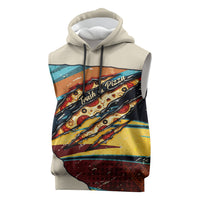 Skateboarding Raccoon Eating Pizza Sleeveless Hoodie Retro Cartoon Skating Claw Rip Grunge Aesthetic