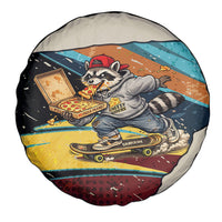 Skateboarding Raccoon Eating Pizza Spare Tire Cover Retro Cartoon Skating Claw Rip Grunge Aesthetic