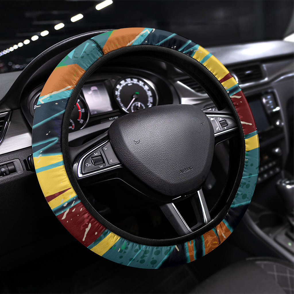Skateboarding Raccoon Eating Pizza Steering Wheel Cover Retro Cartoon Skating Claw Rip Grunge Aesthetic