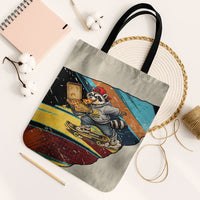 Skateboarding Raccoon Eating Pizza Tote Bag Retro Cartoon Skating Claw Rip Grunge Aesthetic