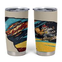 Skateboarding Raccoon Eating Pizza Tumbler Cup Retro Cartoon Skating Claw Rip Grunge Aesthetic